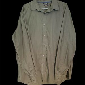 APT. 9 Mens Olive Army Green Long Sleeve Button Down Shirt XL Stretch Slim Fit
